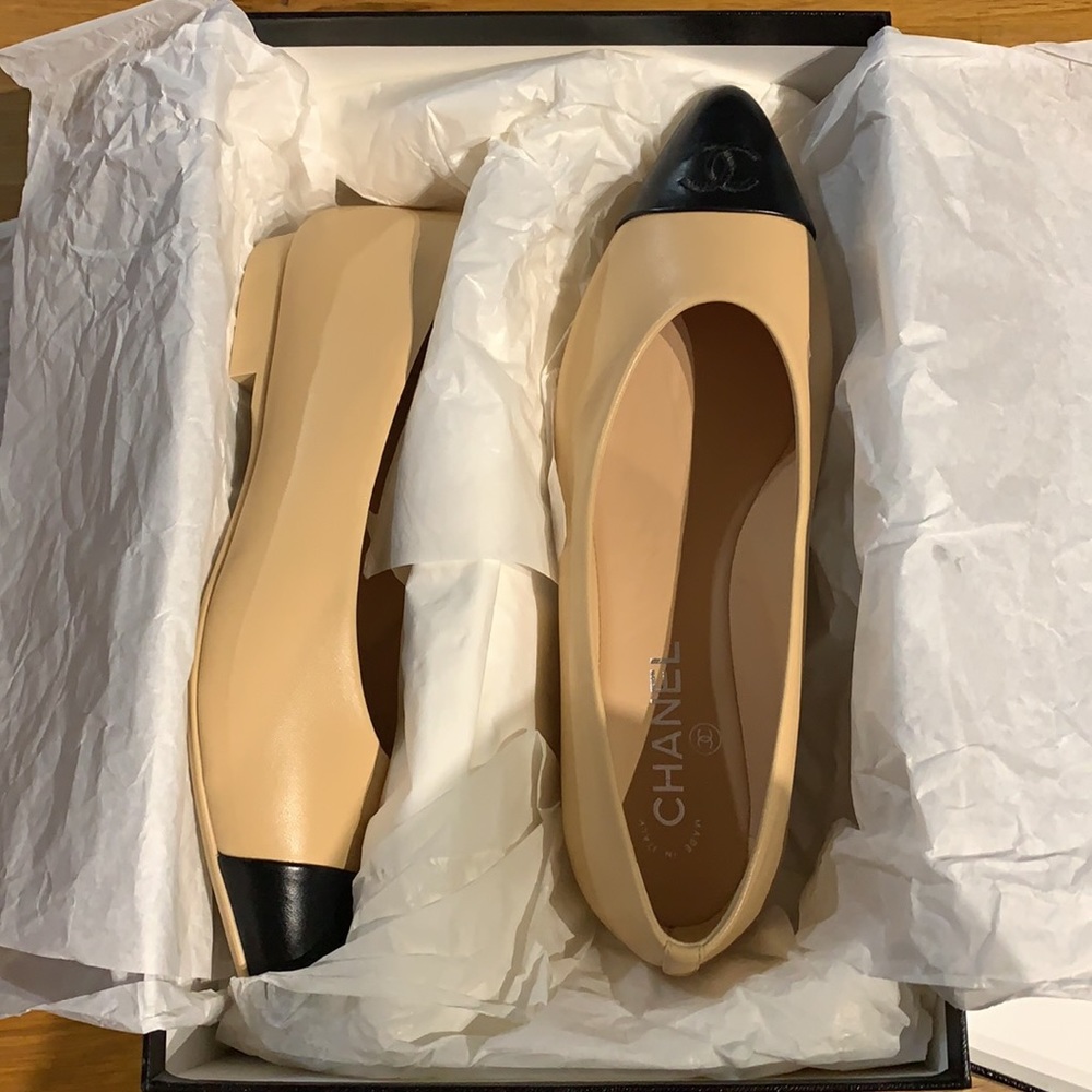 Chanel flats 38.5 beige/black - Picture 2 of 4